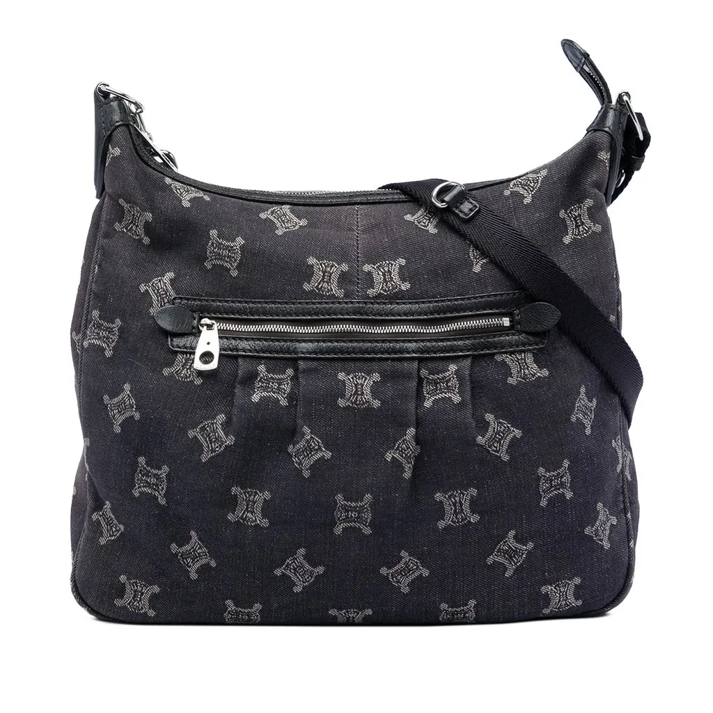 Celine Macadam Denim Crossbody Black Very good - Front View