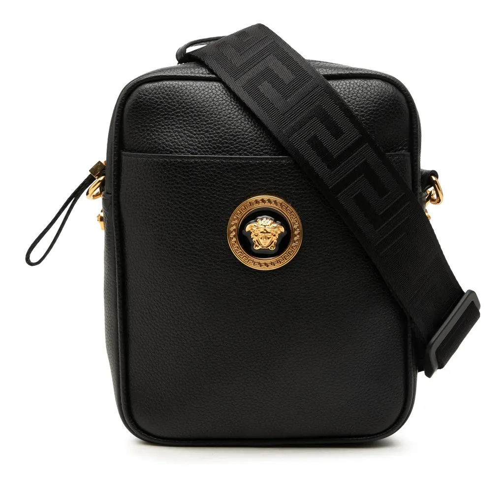Versace Leather Medusa Crossbody Black Leather Very good - Front View