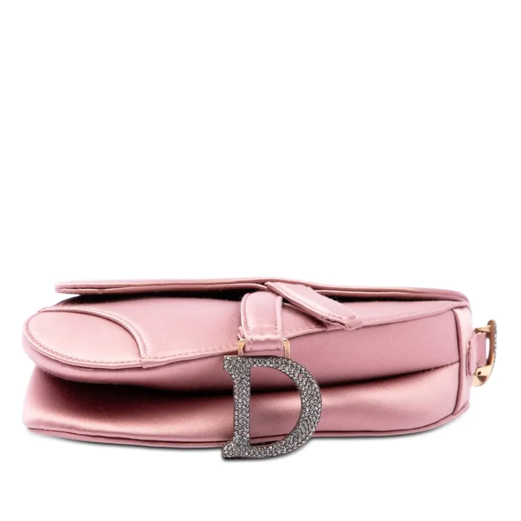 Dior Mini Satin Crystal Embellished Saddle Bag Pink Very good - Inside View