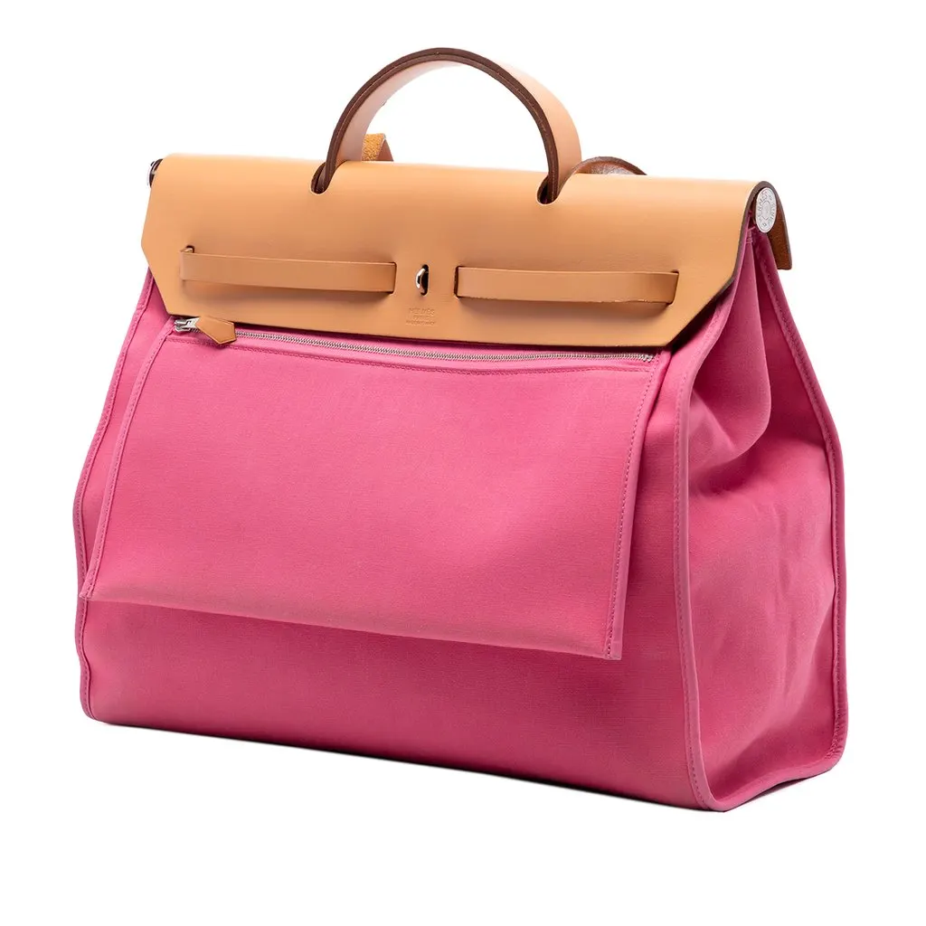 Hermès Toile Herbag Zip 39 Pink Very good - Back View