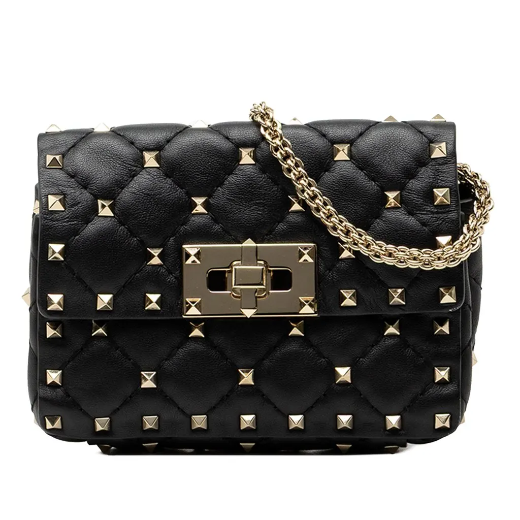 Valentino Nappa Rockstud Spike Crossbody Black Leather Very good - Front View