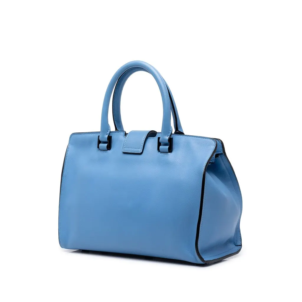 Saint Laurent Baby Leather Monogram Downtown Cabas Satchel Blue Leather Good - Back View