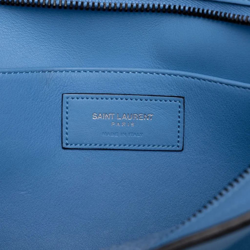 Saint Laurent Baby Leather Monogram Downtown Cabas Satchel Blue Leather Good - Box View