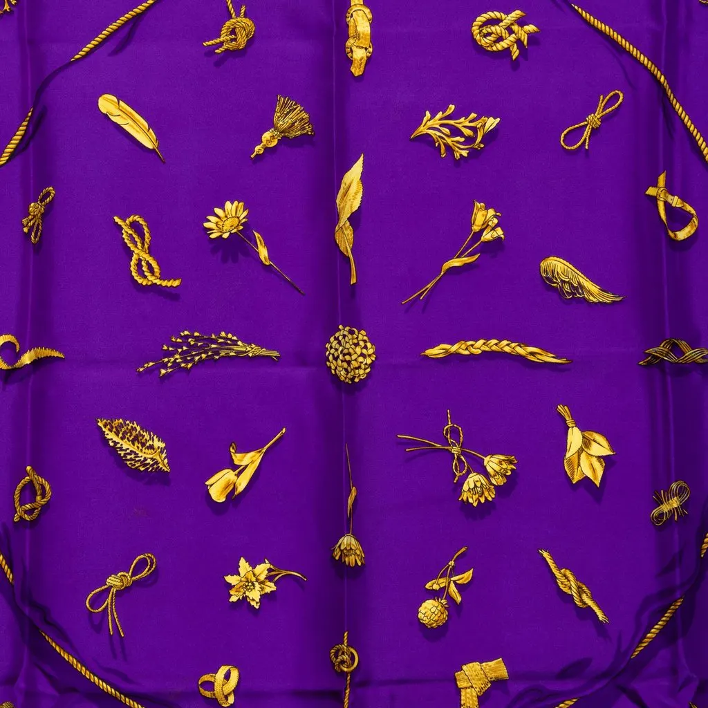 Hermès Clips Silk Scarf 90 Purple Silk Good - Back View