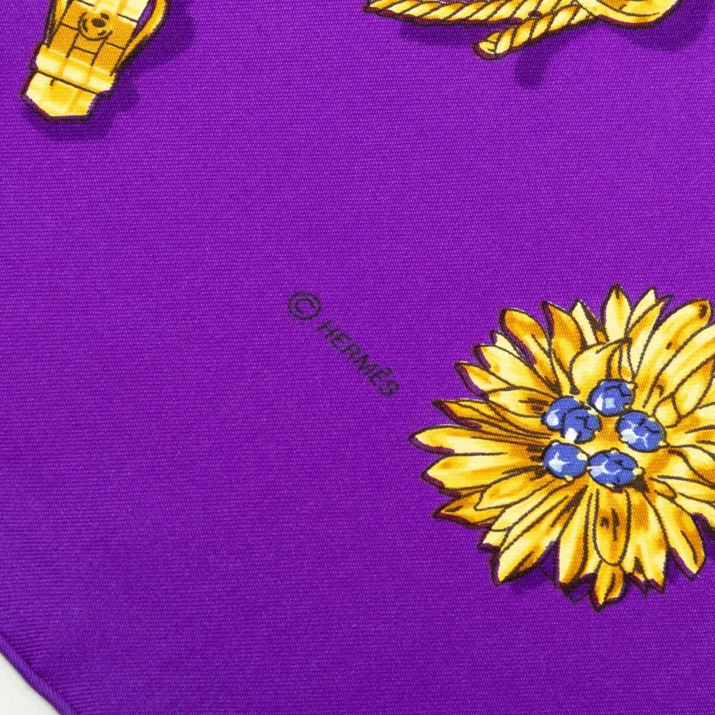 Hermès Clips Silk Scarf 90 Purple Silk Good - Model View