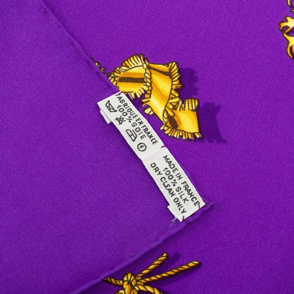 Hermès Clips Silk Scarf 90 Purple Silk Good - Box View