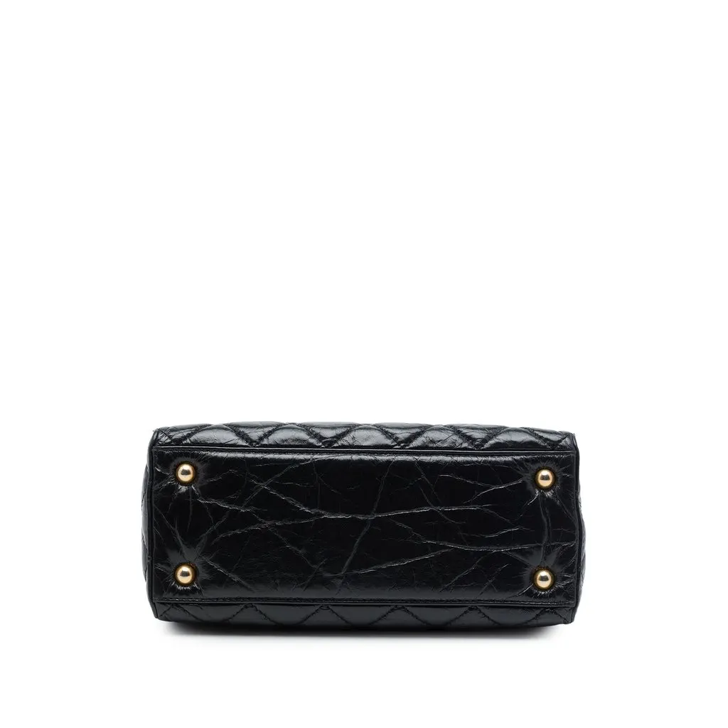 Chanel Quilted Glazed Crackled Calfskin Reissue 2.55 Shopping Bag Black Leather Very good - Inside View