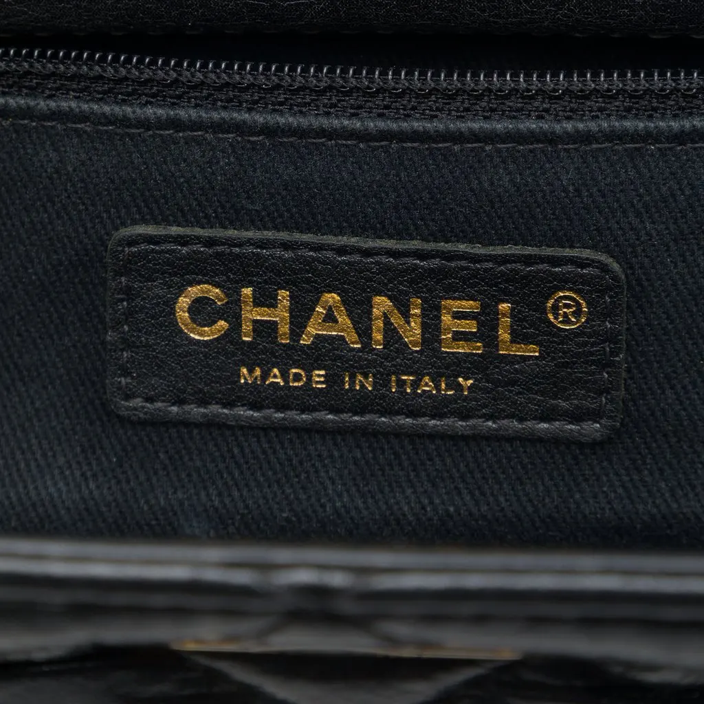 Chanel Quilted Glazed Crackled Calfskin Reissue 2.55 Shopping Bag Black Leather Very good - Box View