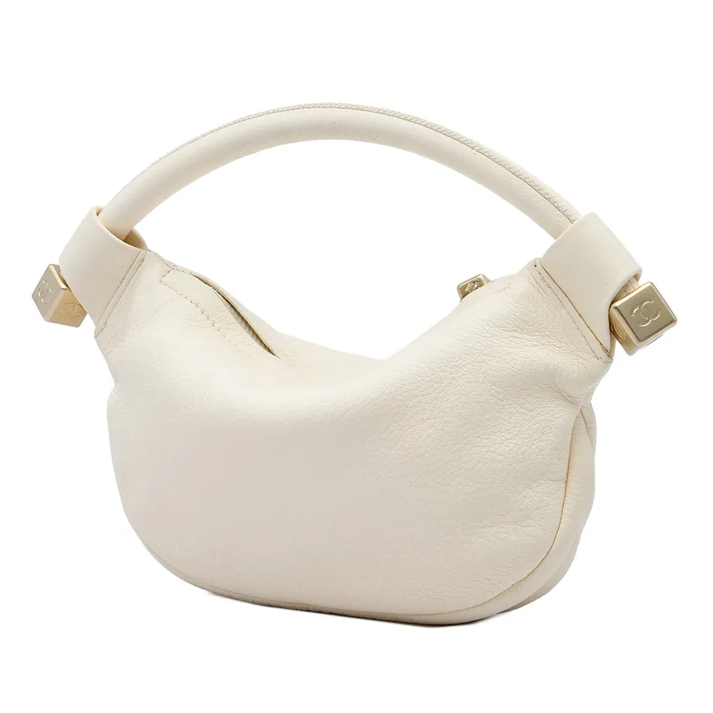 Chanel Calfskin Tassel Dice Handbag White Leather Very good - Back View