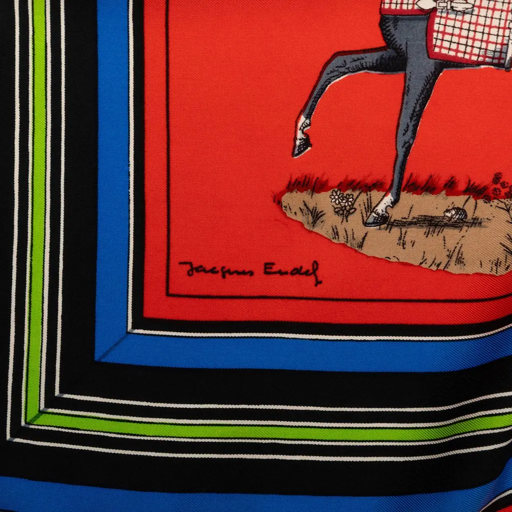 Hermès Couvertures et Tenues de Jour Silk Scarf 90 Red Silk Very good - Box View