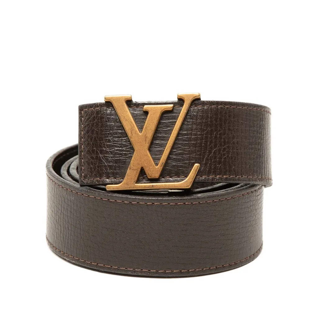 Louis Vuitton Calfskin Initiales Reversible Belt Brown Leather Very good - Front View
