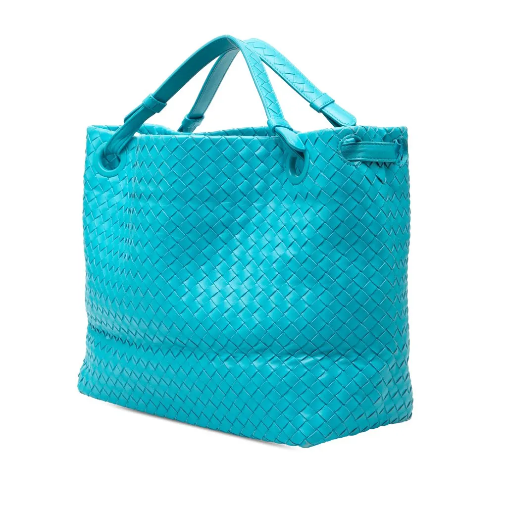 Bottega Veneta Medium Nappa Intrecciato Garda Tote Blue Leather Very good - Back View