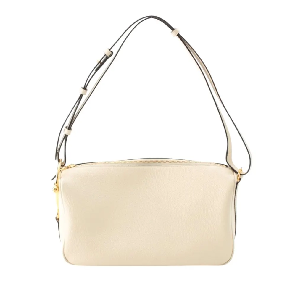 Gucci Medium Calfskin Half Horsebit Shoulder Bag White Leather Very good - Front View