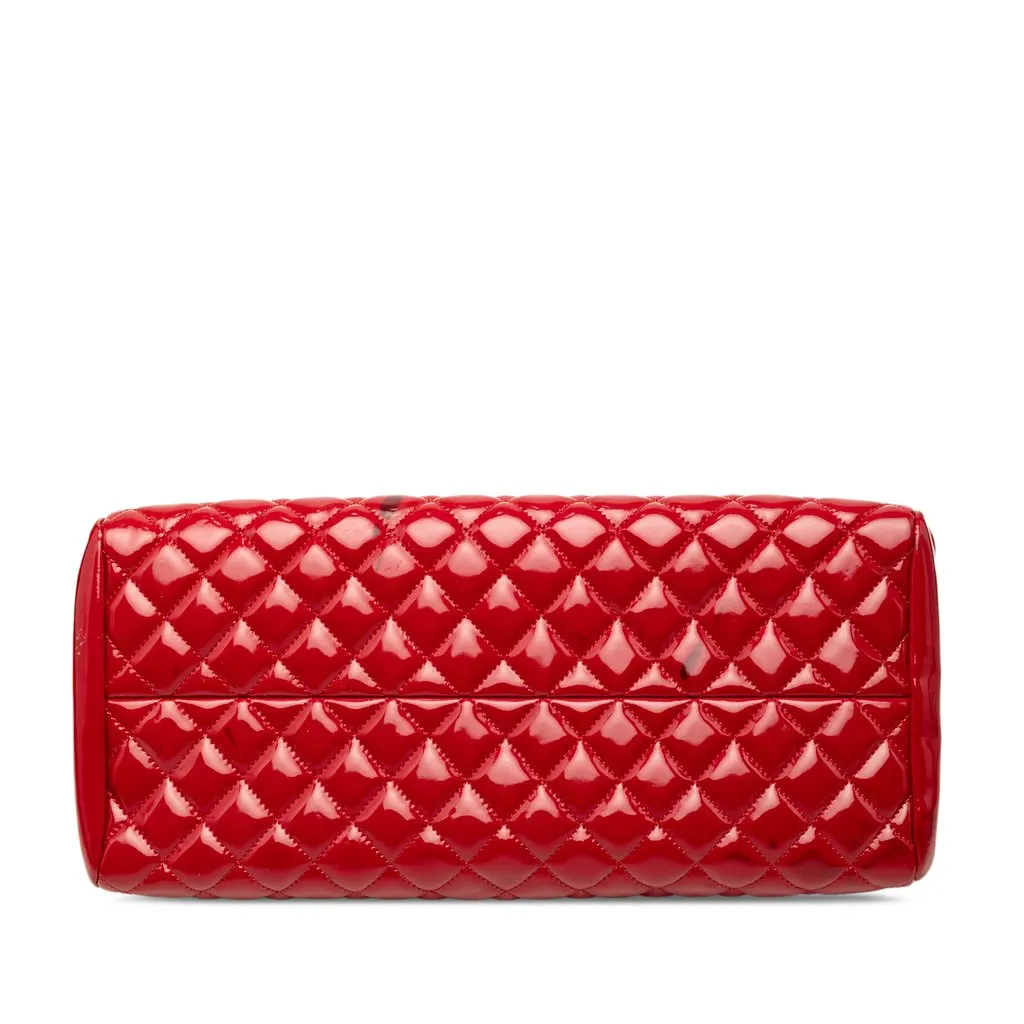 Chanel Medium Quilted Patent Just Mademoiselle Bowling Bag Red Leather Very good - Inside View