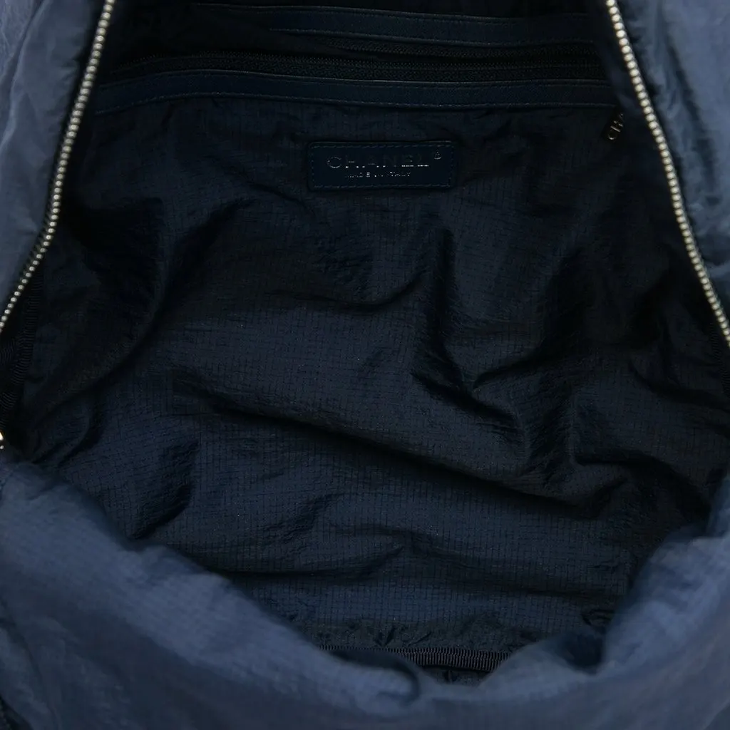 Chanel CC Quilted Nylon Sport Line Backpack Blue Very good - Model View
