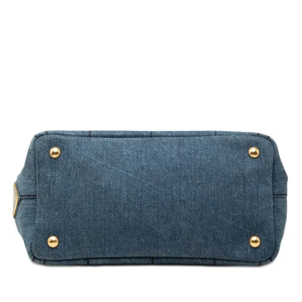 Prada Small Denim Canapa Logo Satchel Blue Very good - Inside View