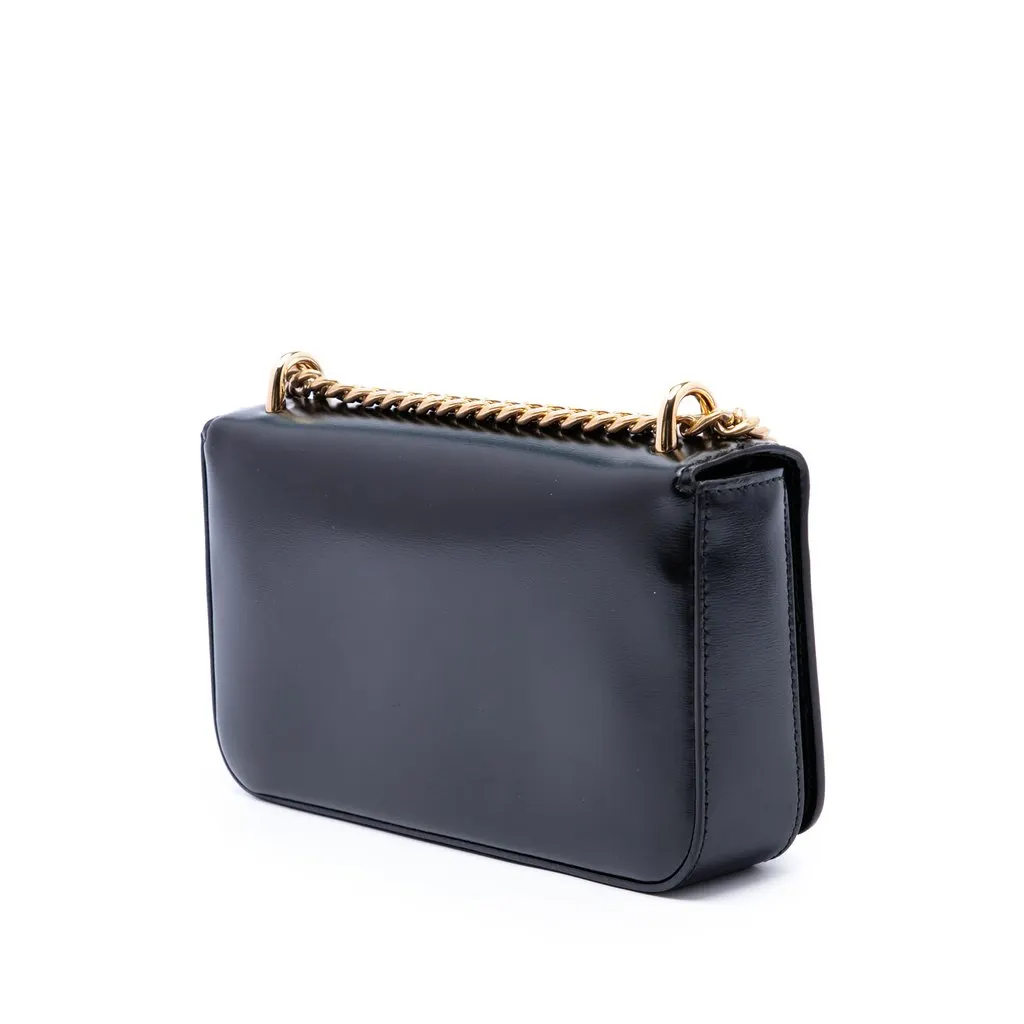 Prada Soft Calf Chain Crossbody Black Leather Good - Back View