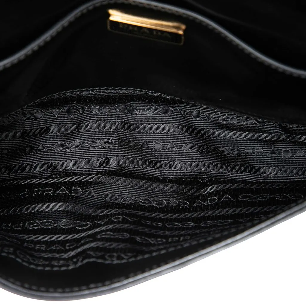 Prada Soft Calf Chain Crossbody Black Leather Good - Model View