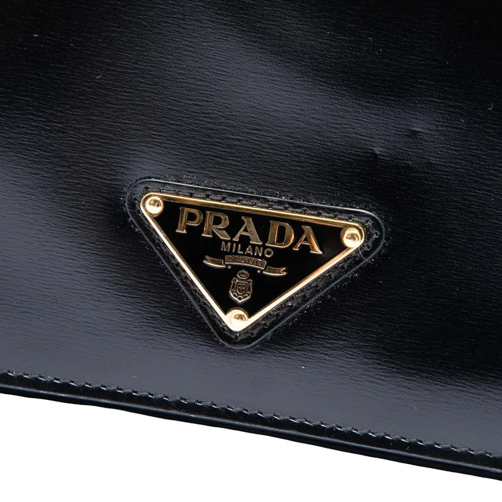 Prada Soft Calf Chain Crossbody Black Leather Good - Box View