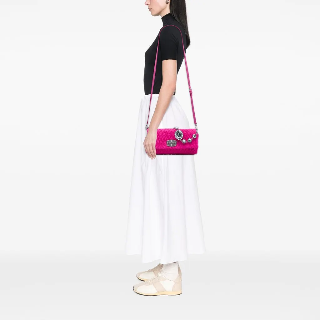 Miu Miu Matelasse Nylon Crystal Chain Satchel Pink Polyamide Very good - Box View