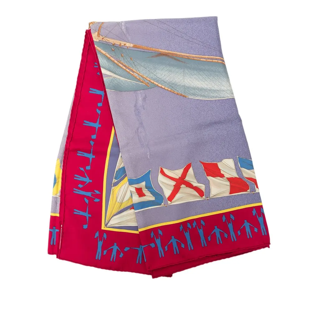 Hermès En Course Silk Scarf 90 Purple Very good - Front View