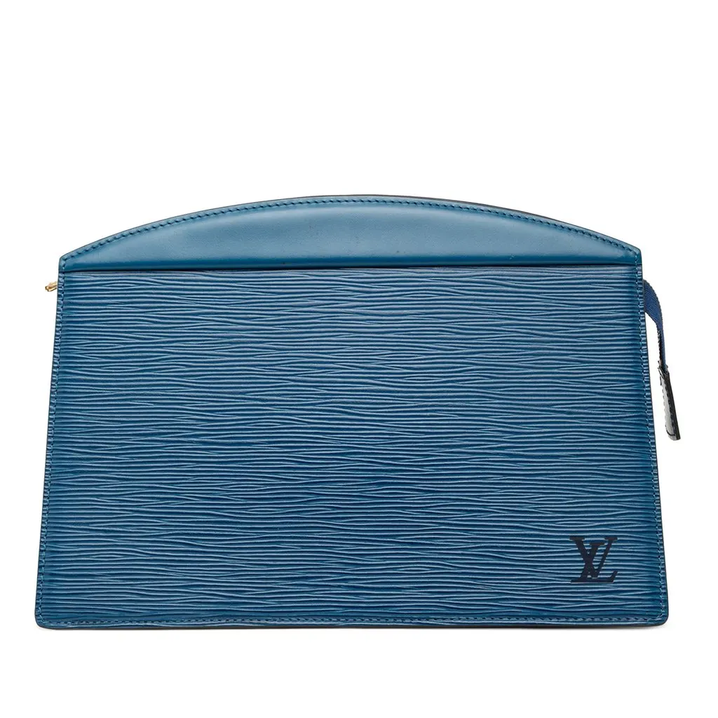 Louis Vuitton Epi Trousse Crete Blue Leather Very good - Front View