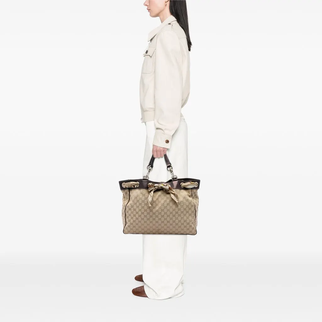 Gucci Large GG Canvas Positano Tote Beige Canvas Good - Box View