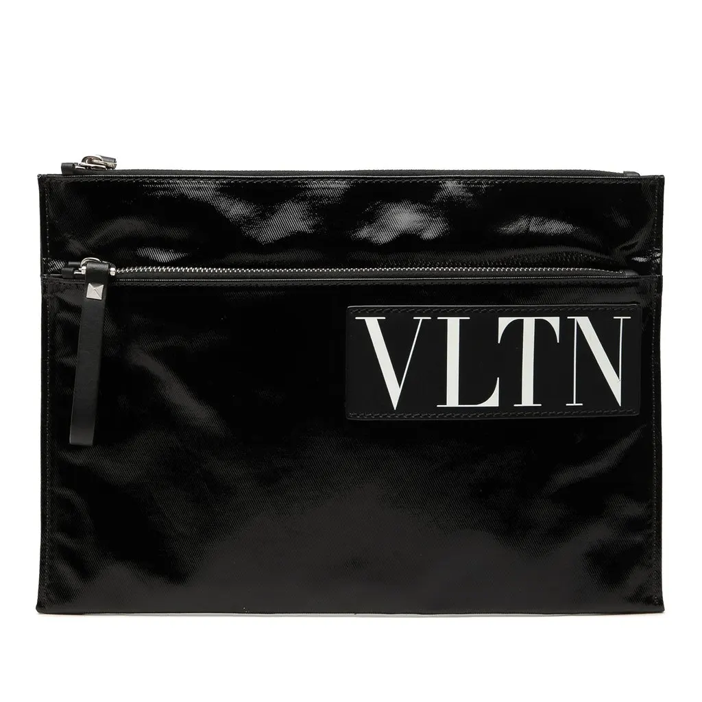 Valentino Vinyl VLTN Clutch Black Plastic Very good - Front View