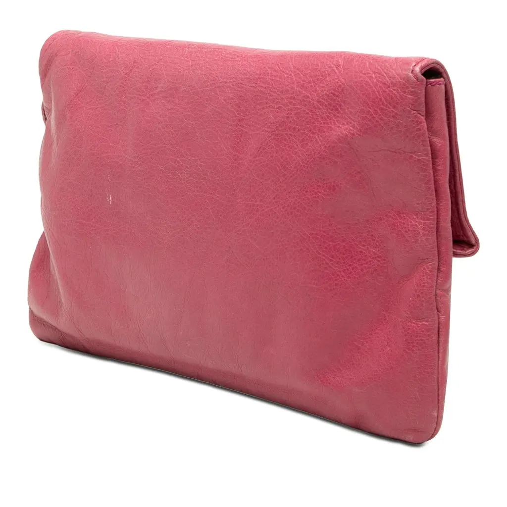 Balenciaga Lambskin Motocross Giant 12 Envelope Clutch Pink Leather Very good - Back View