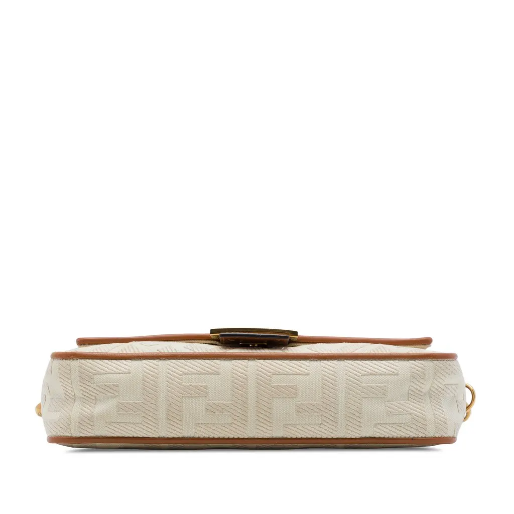 Fendi Zucca Embroidered Canvas Baguette Satchel Beige Very good - Inside View