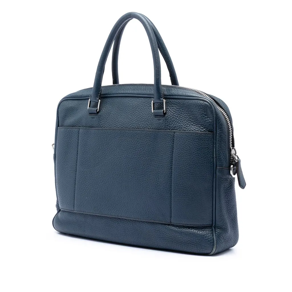 Prada Bicolor Vitello Daino Briefcase Blue Leather Very good - Back View