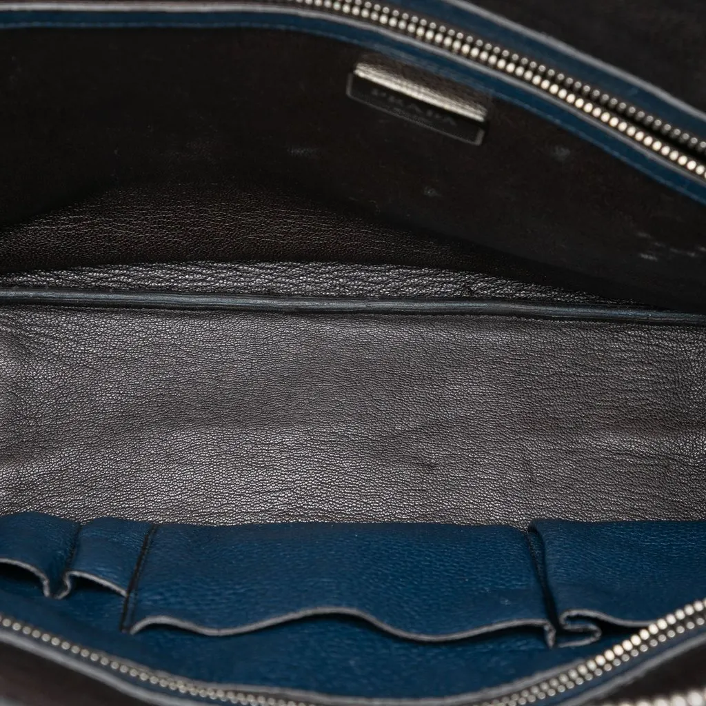 Prada Bicolor Vitello Daino Briefcase Blue Leather Very good - Model View