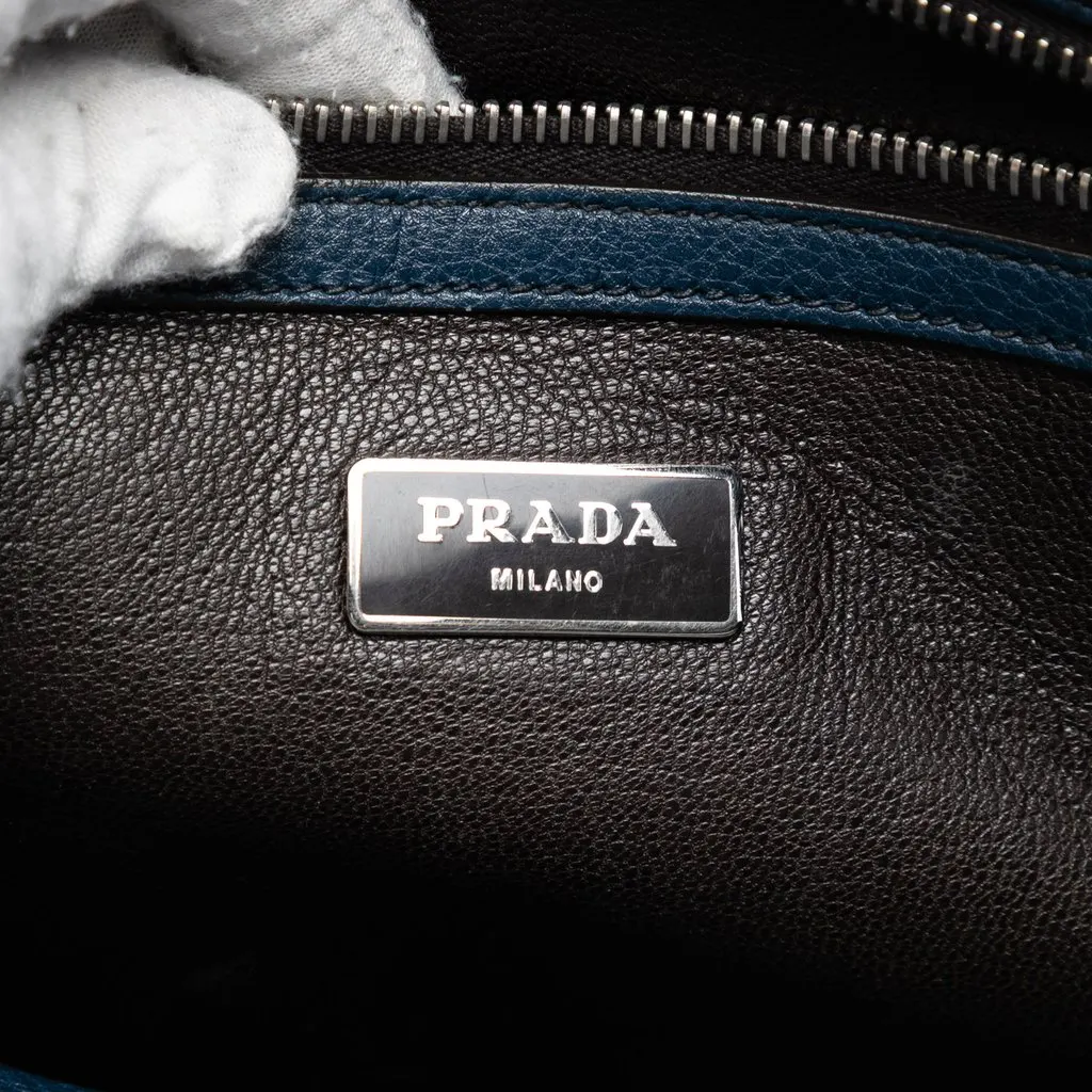Prada Bicolor Vitello Daino Briefcase Blue Leather Very good - Box View