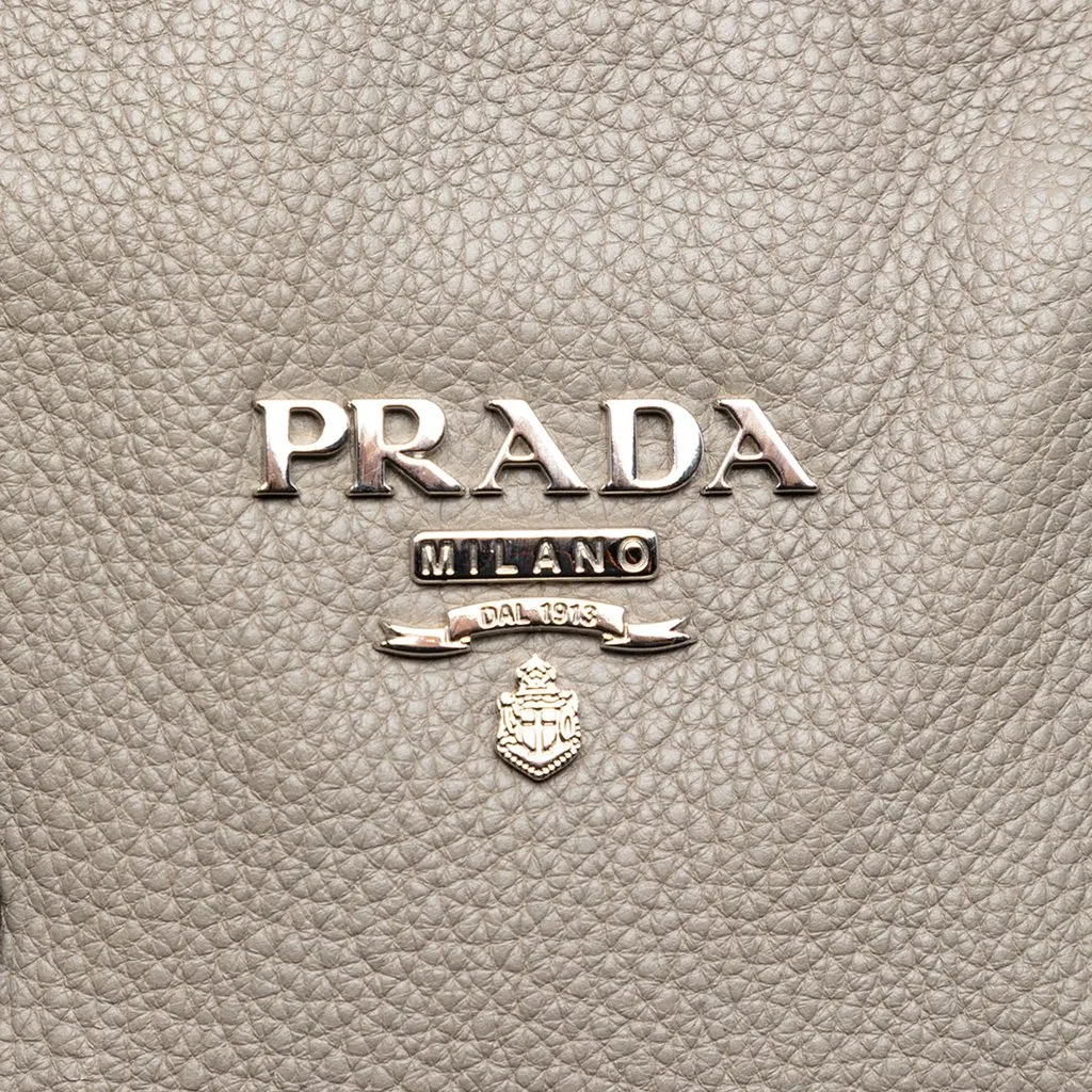 Prada Vitello Daino Side Zip Convertible Tote Brown Leather Very good - Box View