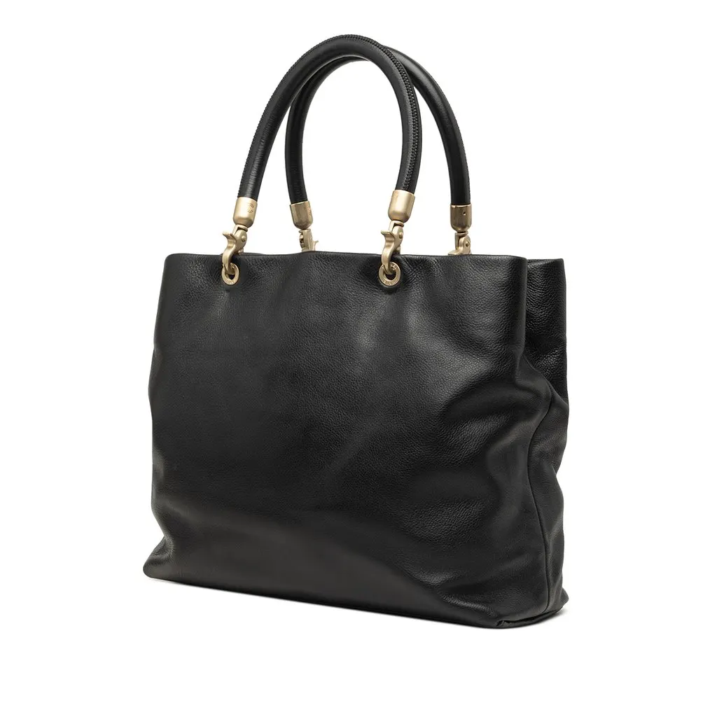 Chanel CC Caviar Tote Black Leather Very good - Back View