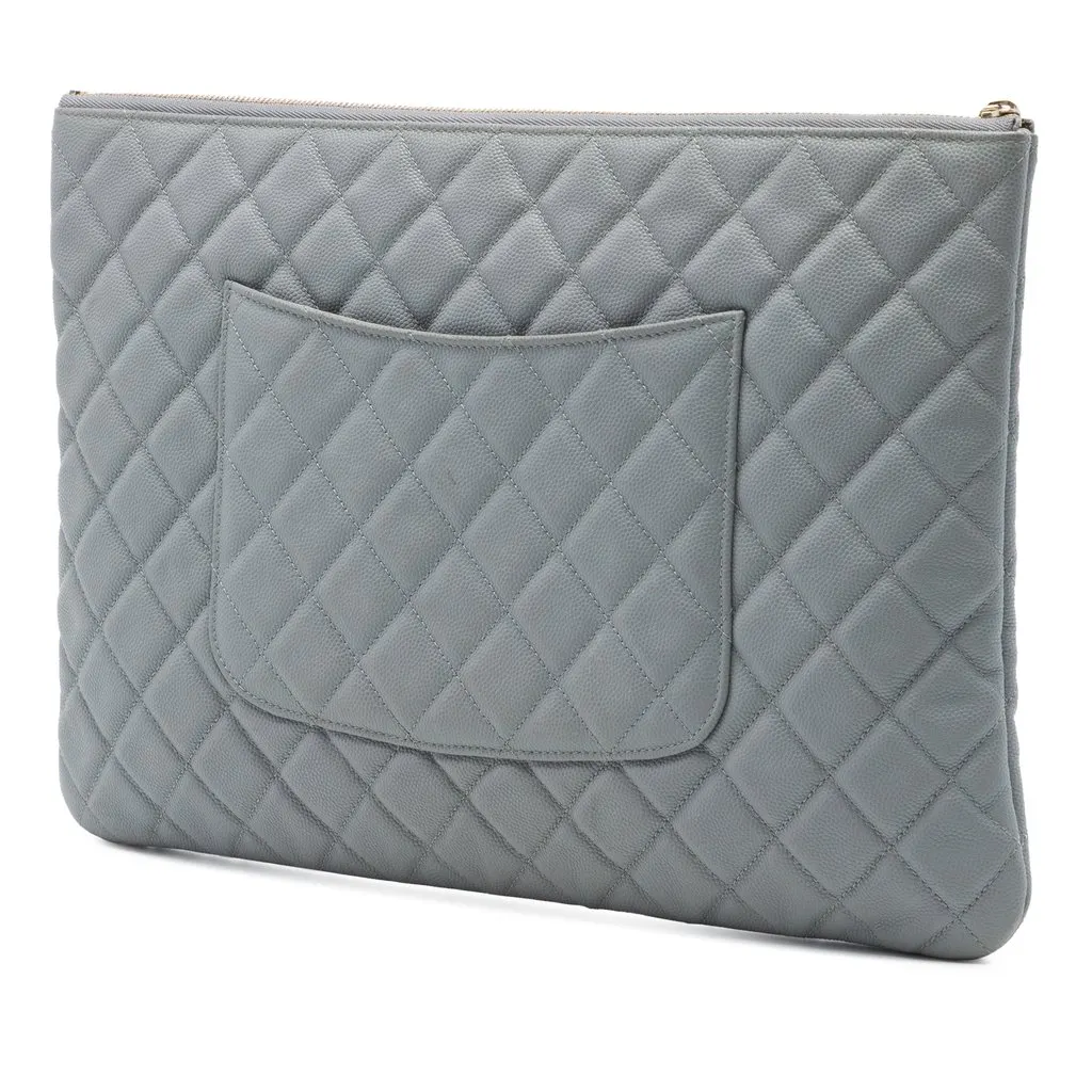 Chanel Large Quilted Caviar O Case Clutch MultiColor Leather Very good - Back View
