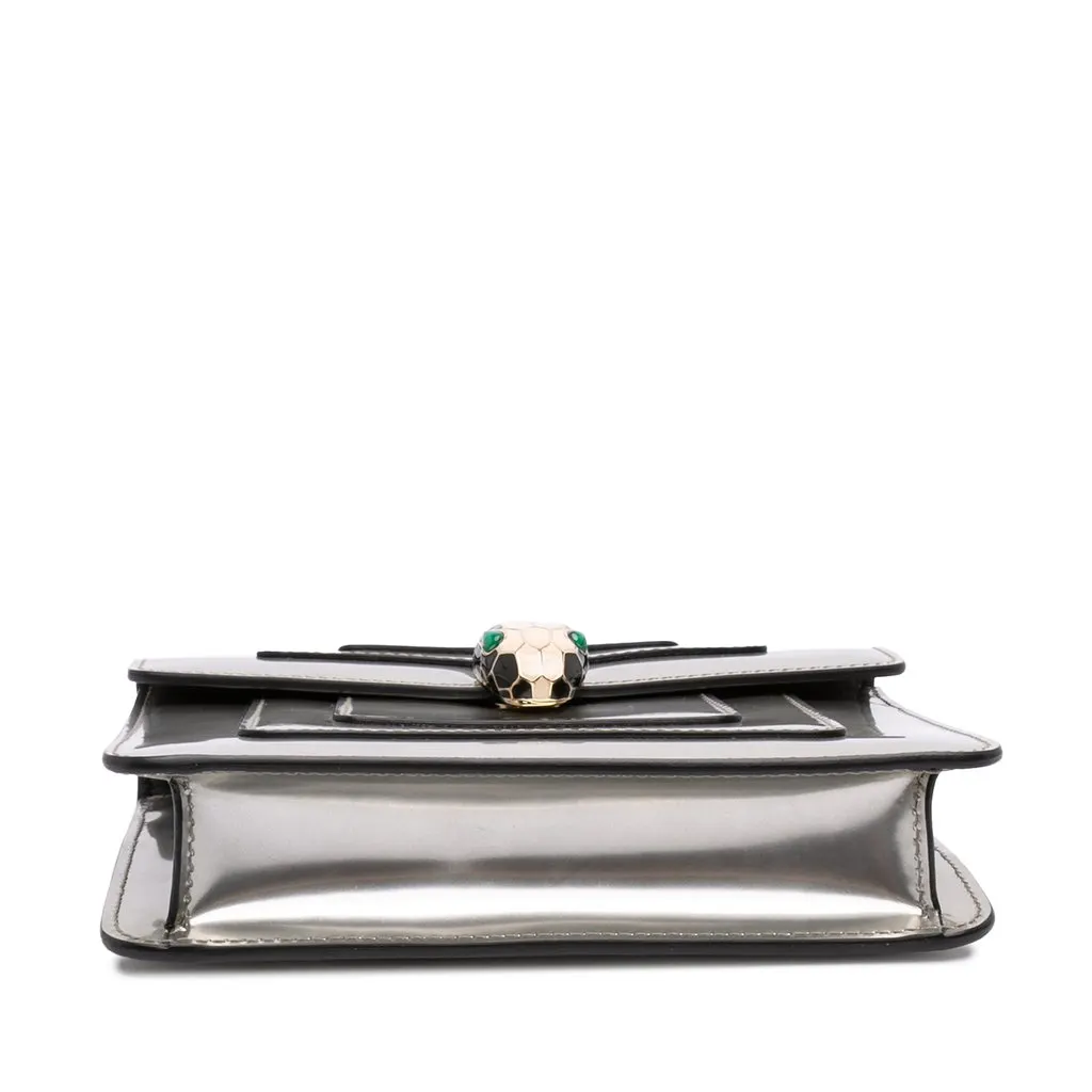 Bulgari Small Patent Serpenti Forever Crossbody Silver Leather Very good - Inside View
