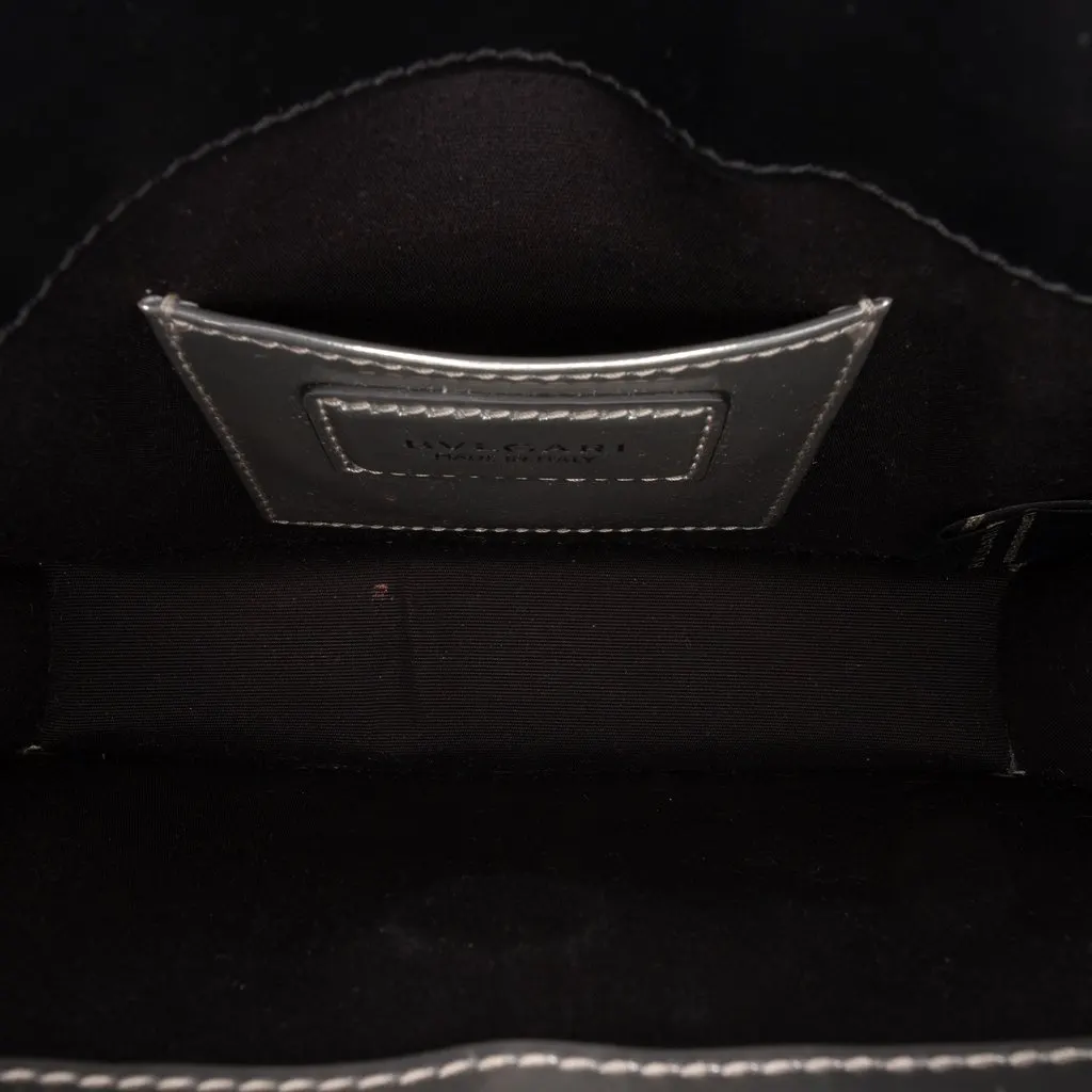 Bulgari Small Patent Serpenti Forever Crossbody Silver Leather Very good - Model View
