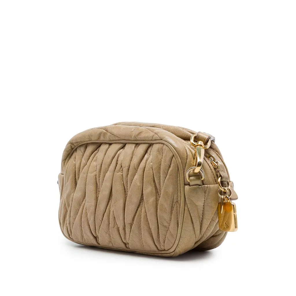Miu Miu Matelasse Nappa Camera Bag Beige Leather Good - Back View