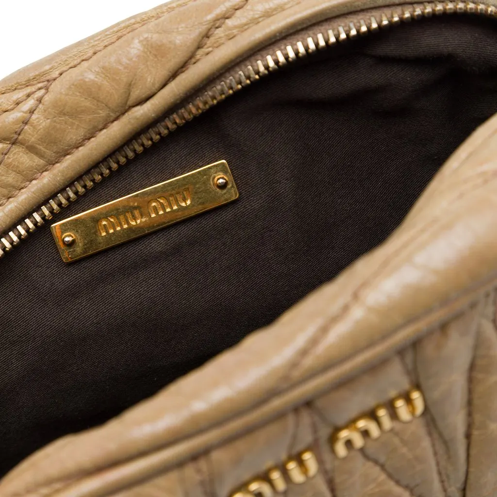 Miu Miu Matelasse Nappa Camera Bag Beige Leather Good - Box View