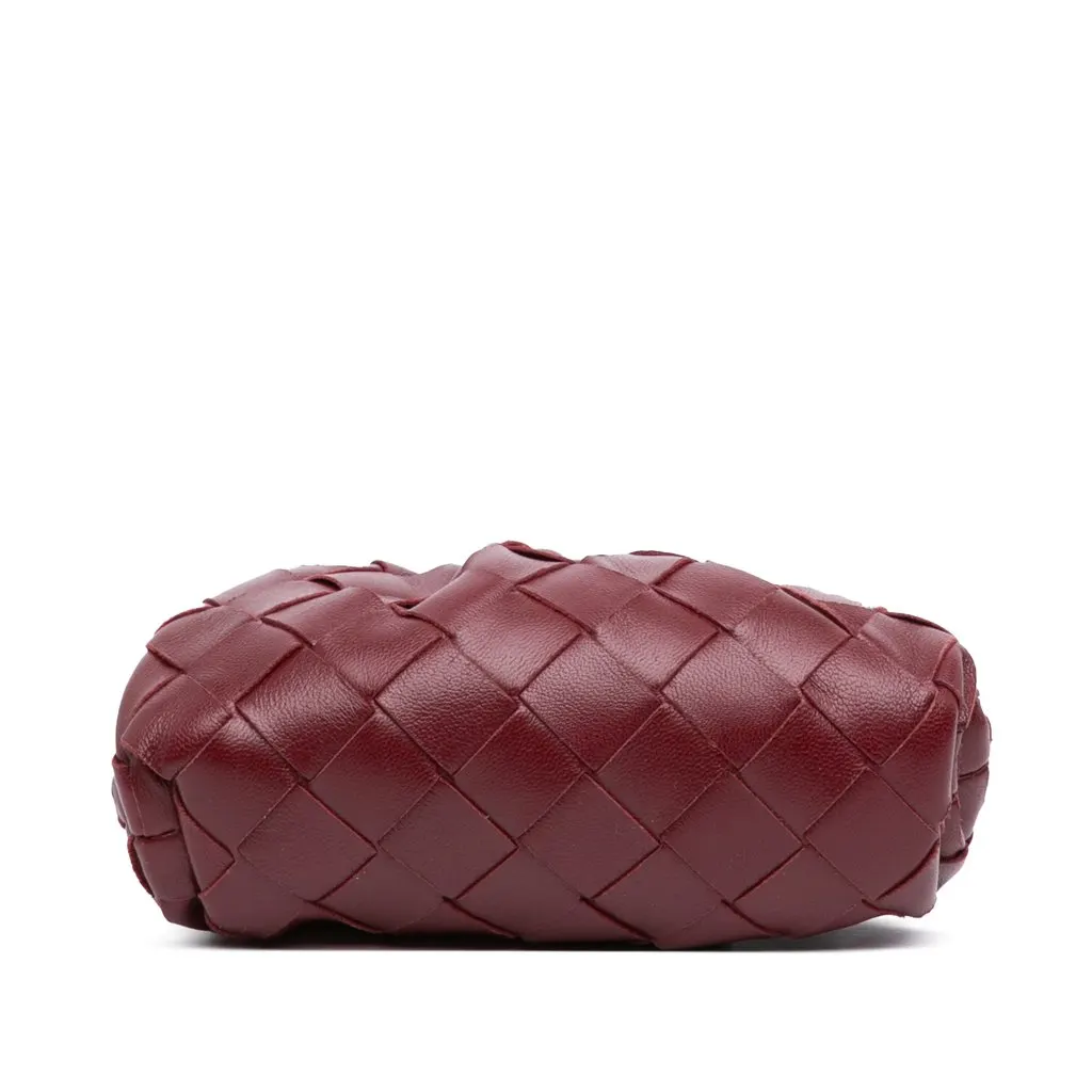 Bottega Veneta Nappa Intrecciato The Extra Mini Pouch Crossbody Red Leather Very good - Inside View