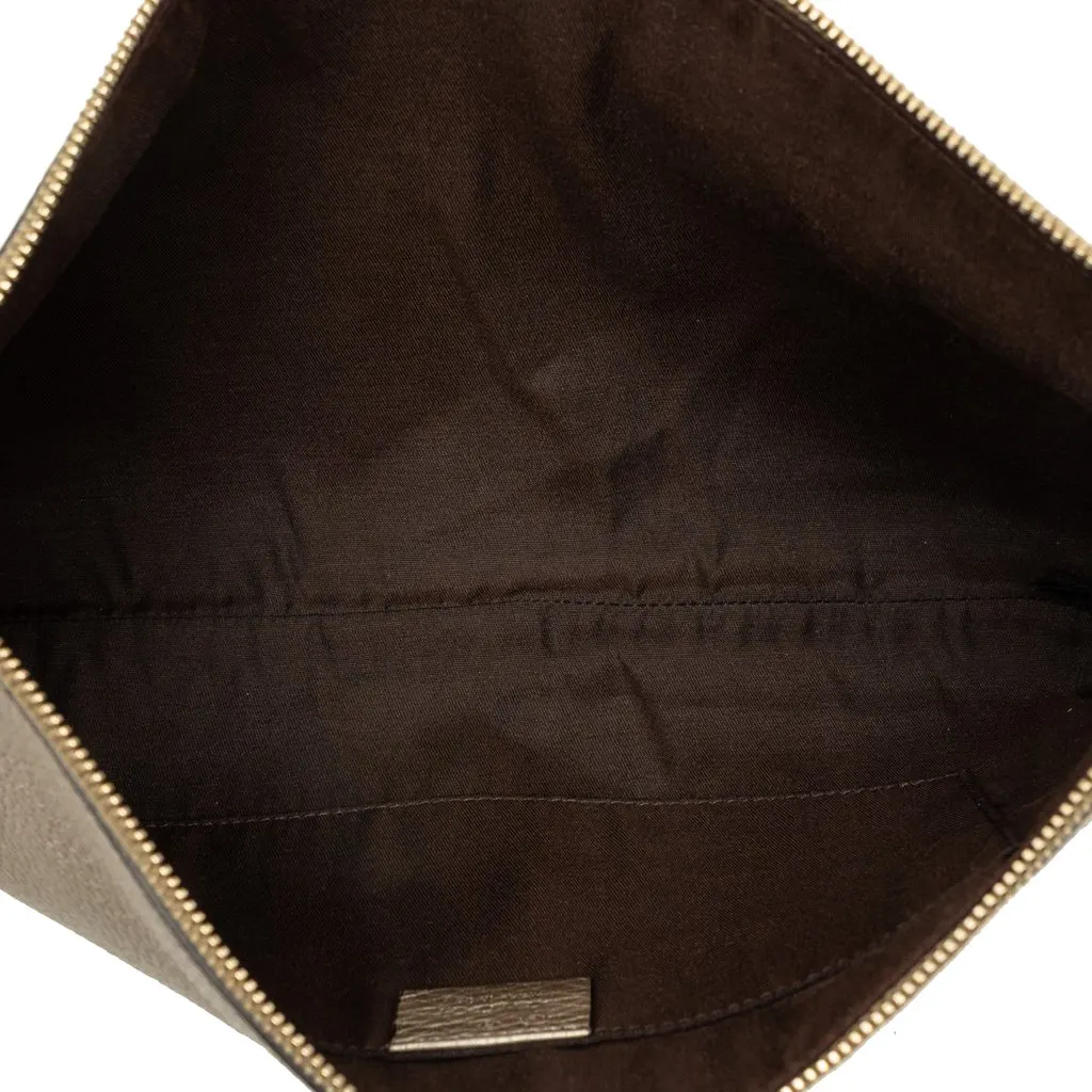 Gucci Calfskin Bamboo Tassel Clutch Gold Leather Very good - Model View