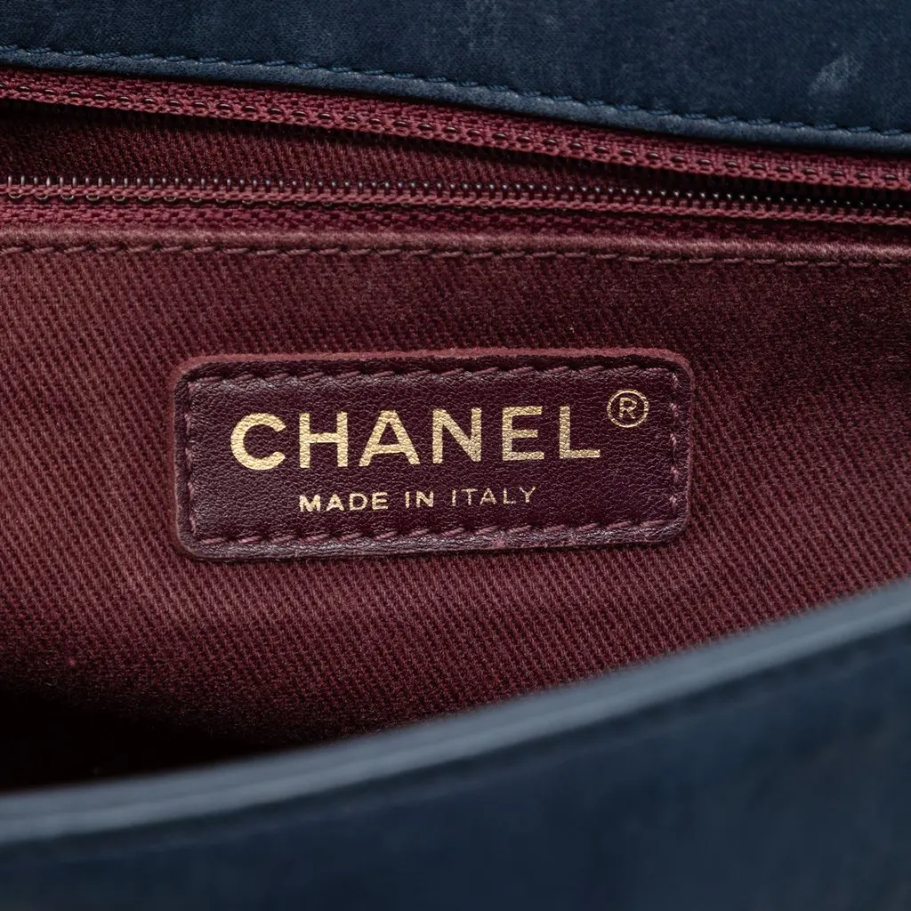 Chanel Medium CC Quilted Iridescent Calfskin Sheriff Star Flap Blue Leather Very good - Box View