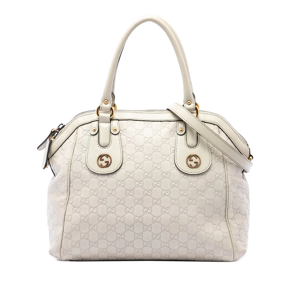 Gucci Medium Guccissima Scarlett Satchel White Leather Very good - Front View