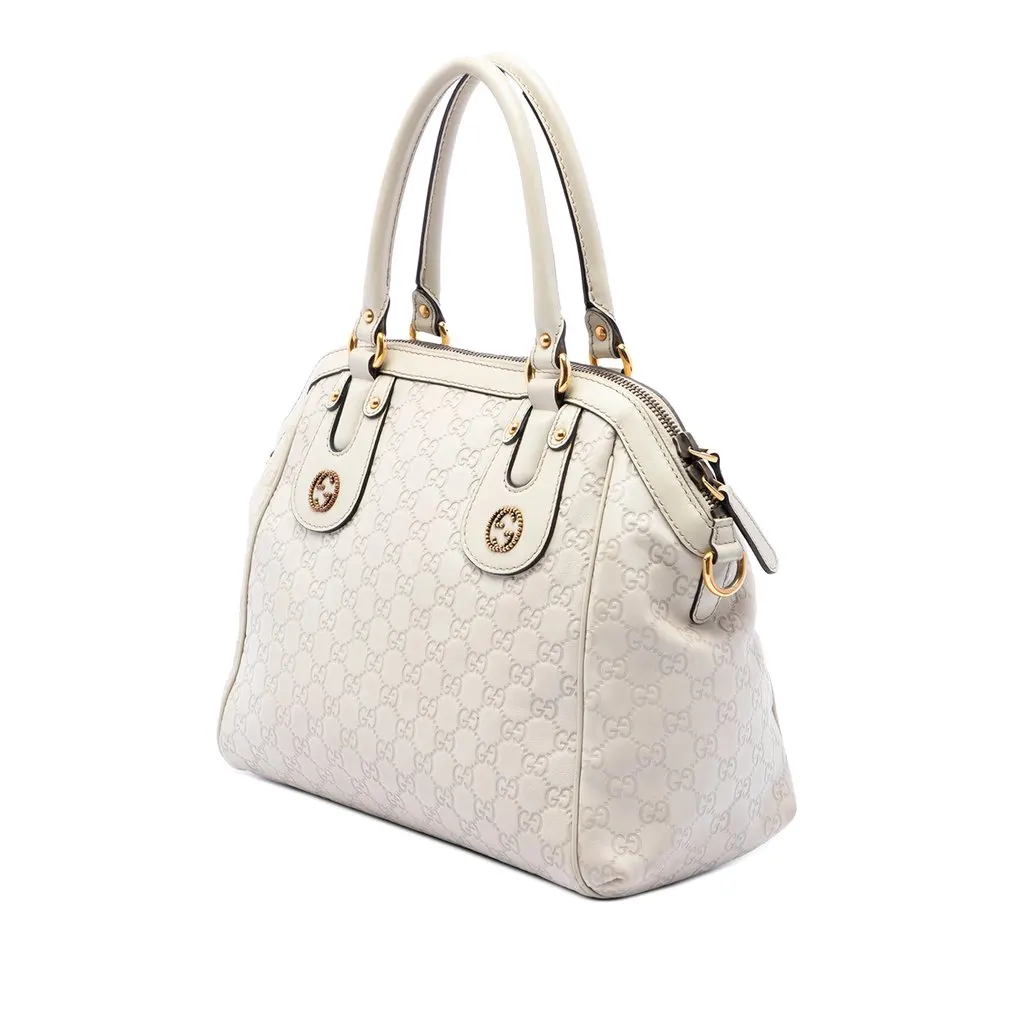 Gucci Medium Guccissima Scarlett Satchel White Leather Very good - Back View