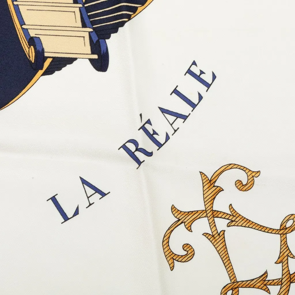 Hermès Vue Du Carrosse De La Galere La Reale Silk Scarf 90 Red Silk Good - Inside View