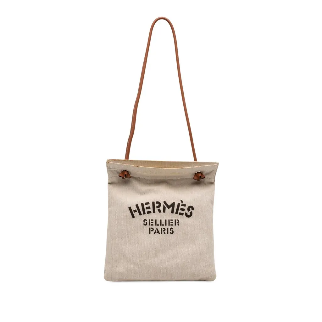 Hermès Toile Aline Grooming Bag MM Beige Good - Front View