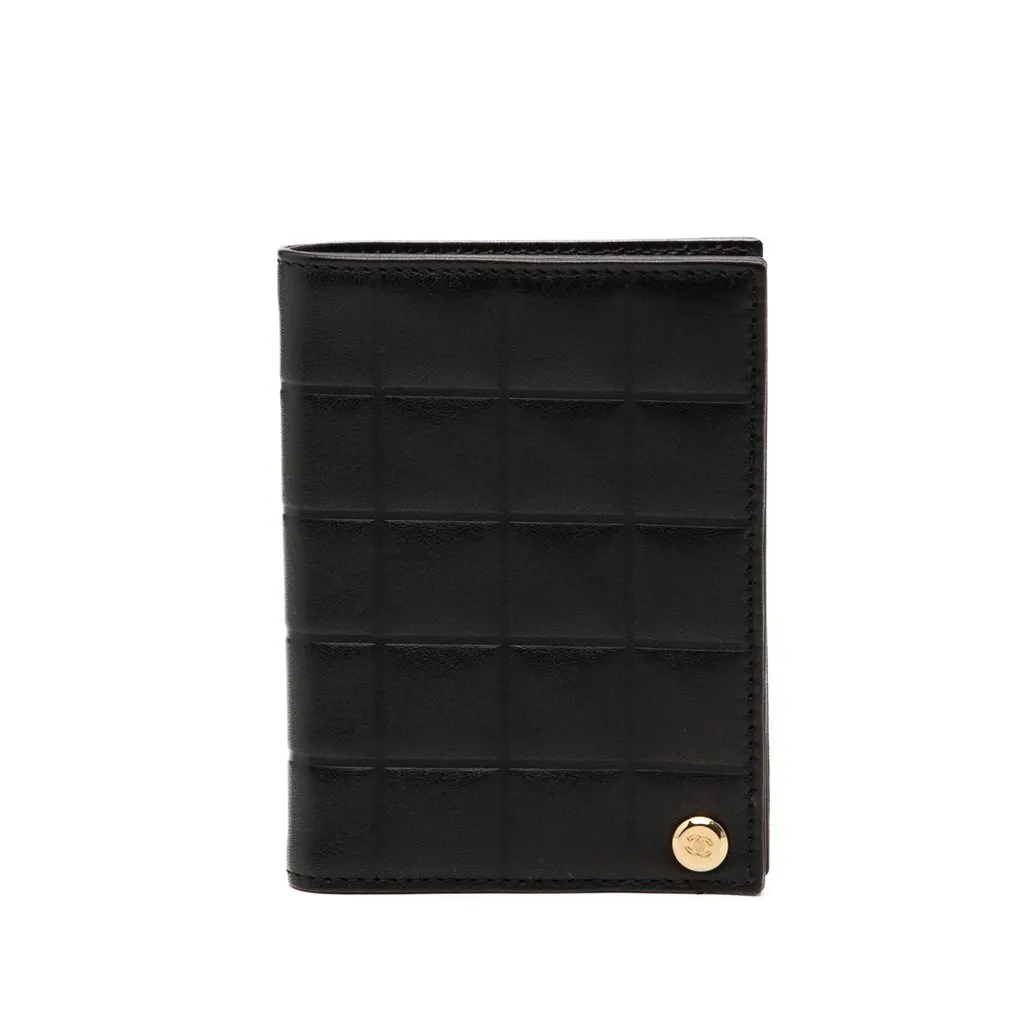 Chanel CC Chocolate Bar Lambskin Card Holder Black Leather Very good - Front View