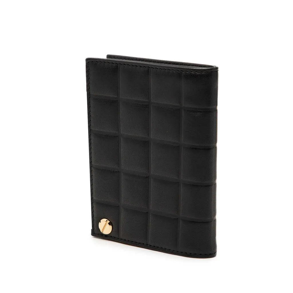 Chanel CC Chocolate Bar Lambskin Card Holder Black Leather Very good - Back View
