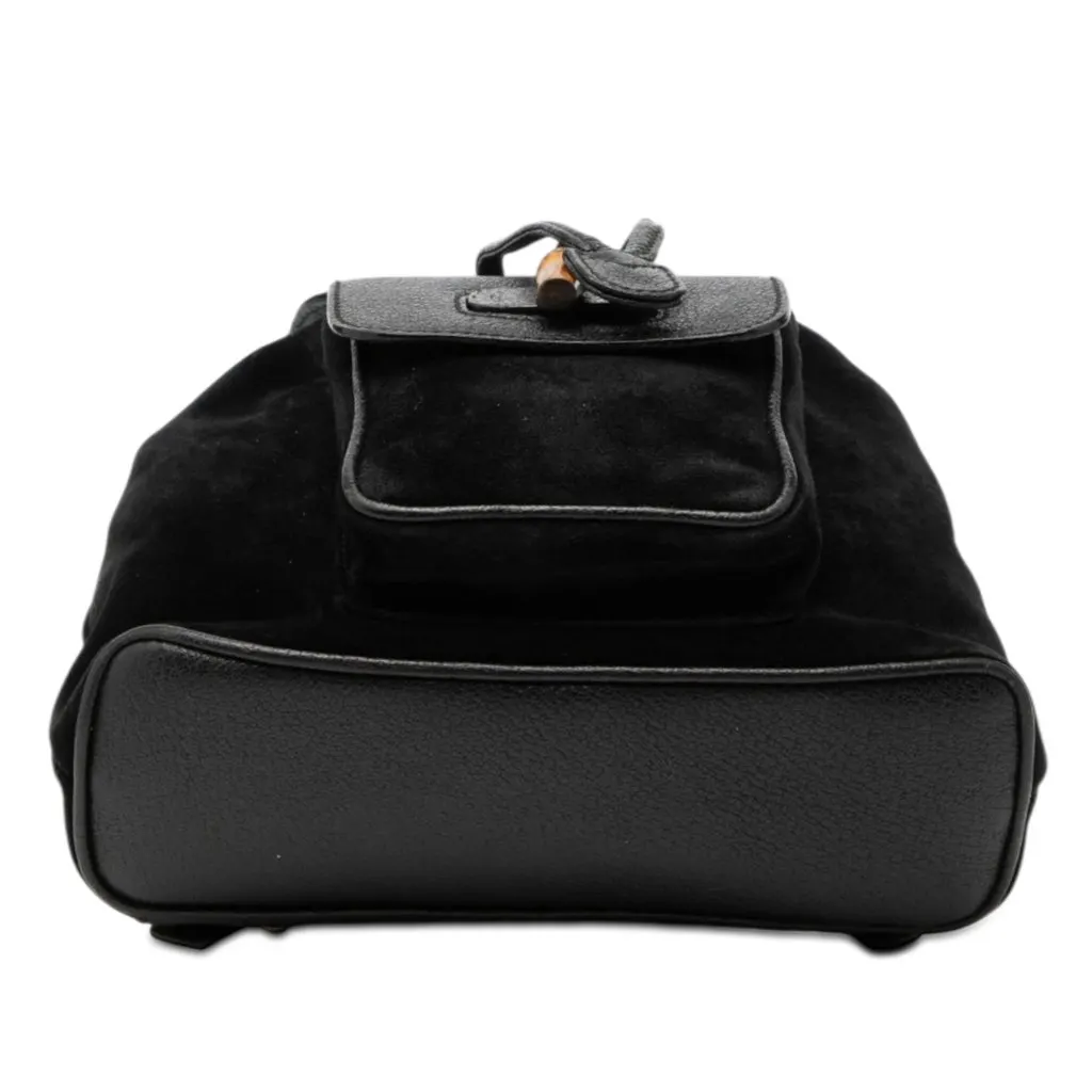 Gucci Suede Bamboo Backpack Black Leather Very good - Inside View